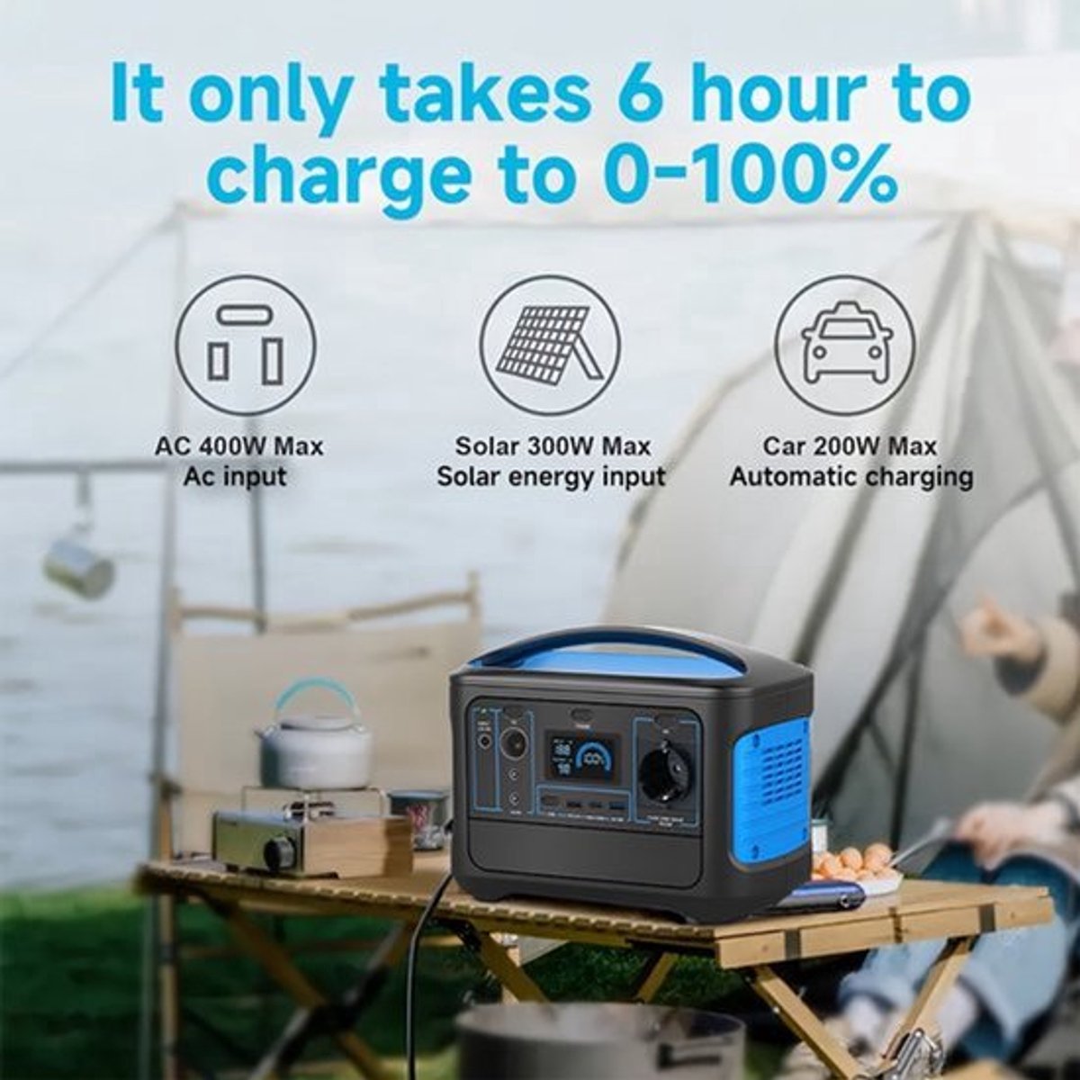 Draagbare Powerstation – Mobiele Generator – Externe Batterij – Noodstroom – Kampeer Accu – 600W Continu Vermogen – Snelle Oplading