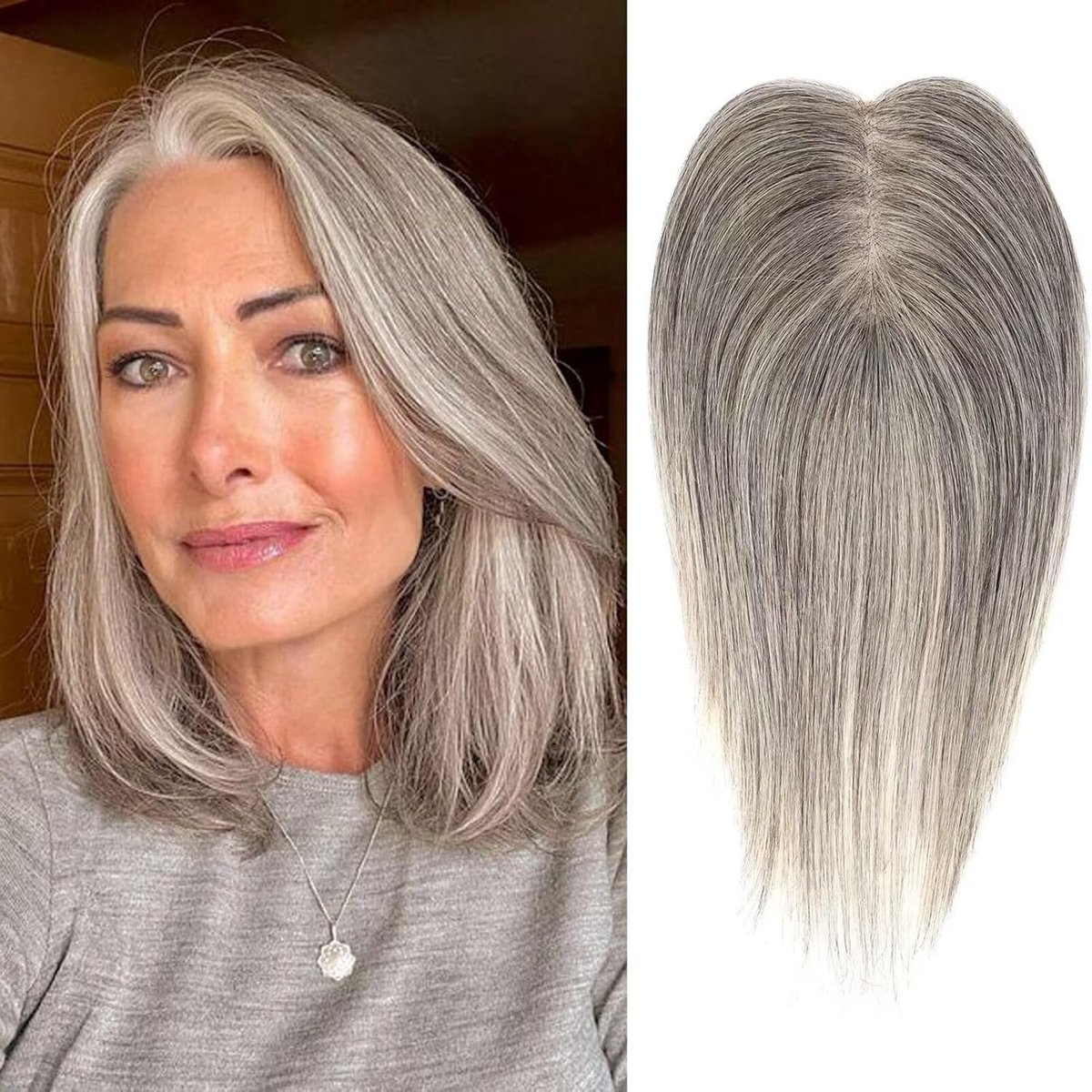 Echt haar topper voor dames met 3D-360 graden afdekking, volume pony clip van 25,4 cm voor dagelijks gebruik en natuurlijke uitstraling
