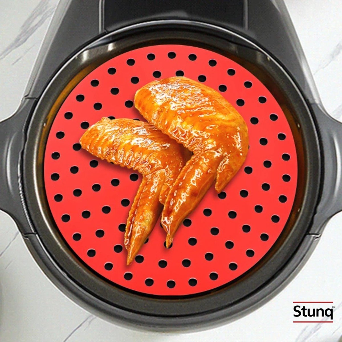 Stunq® Ronde Siliconen Luchtfriteuse Mat – Anti-aanbak Bakmat Groot (22,5 cm)