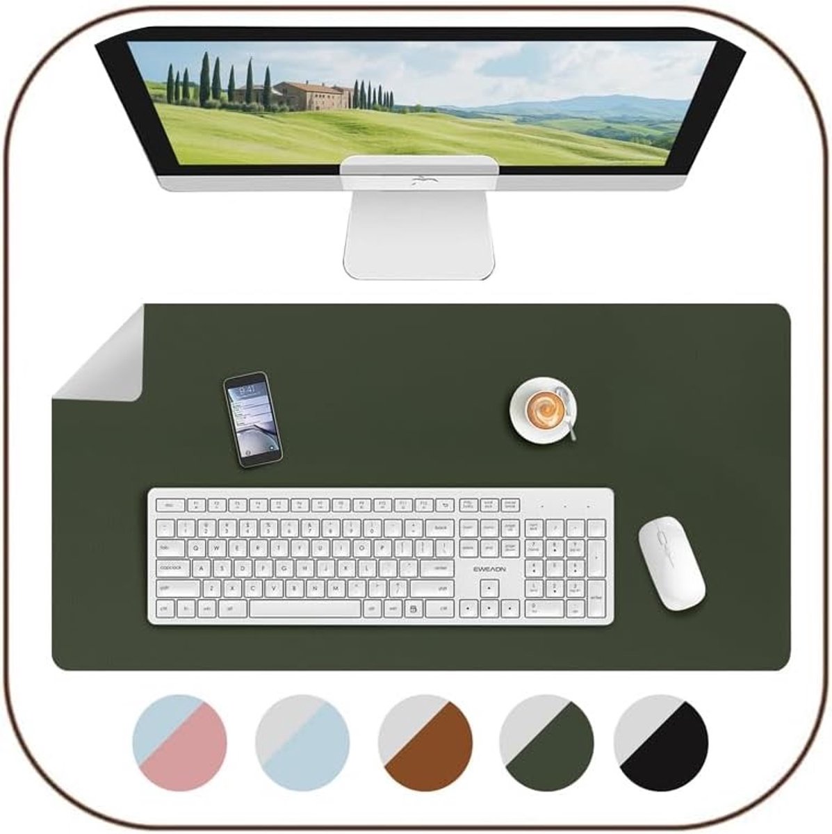 Grote Leer Bureau Mat - Waterdichte Desk Protector, Antislip Muismat 80x40cm voor Kantoor en Gaming