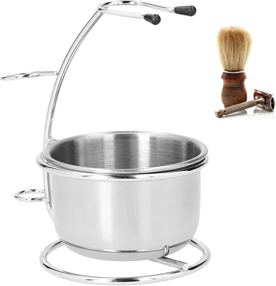 Scheerset met RVS Scheerkom en Borstelhouder voor Mannen - Perfect voor Scheerbeleving en Onderhoud van Scheerapparatuur