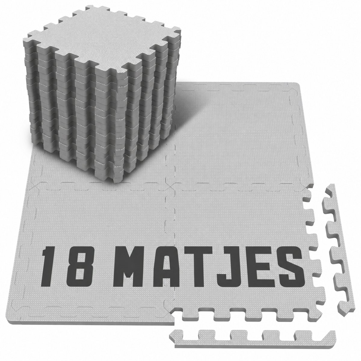 Arvioo puzzelmat‑18 stuks‑10mm EVA‑geluiddempend‑vloerbescherming‑lichtgrijs
