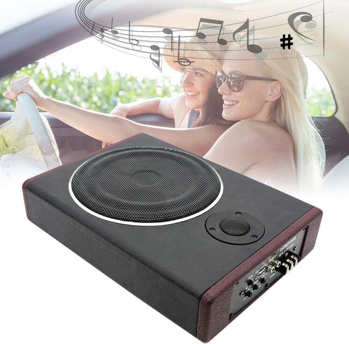Kavo Subwoofer Auto - Subwoofer Auto met Versterker - Actieve Subwoofer Kist - Zwart - 7cm x 35cm x 26cm