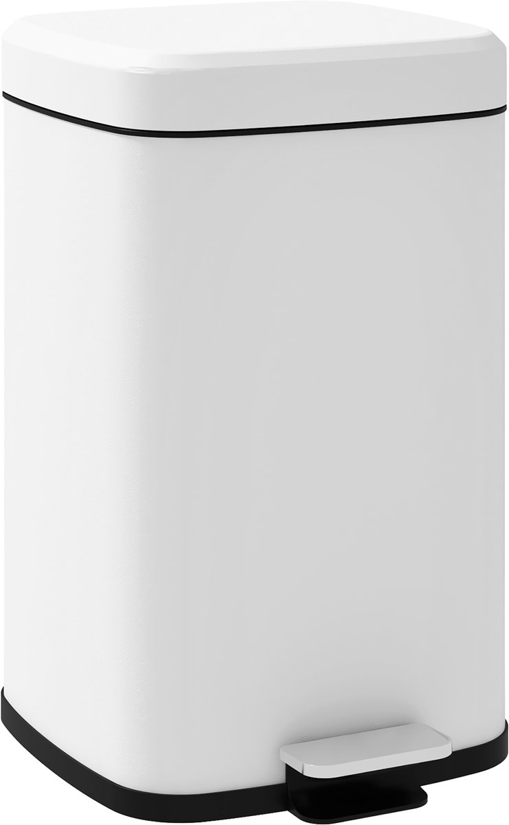 Keukenafvalbak van 20 liter met soft - close deksel en pedaal - uitneembare binnenemmer - 28L x 35B x 45H cm - wit