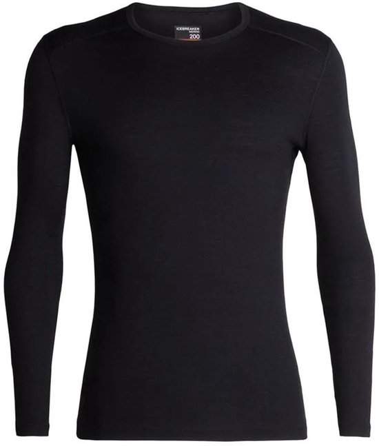 Zwart Icebreaker longsleeve sportshirt met ronde hals en '200' label.