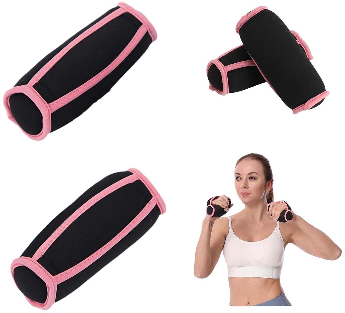 Een paar zachte dumbbells (0,45 kg), unisex, met polsbandjes, Geschikt voor wandelen, fitness, hardlopen en andere oefeningen. (Roze)