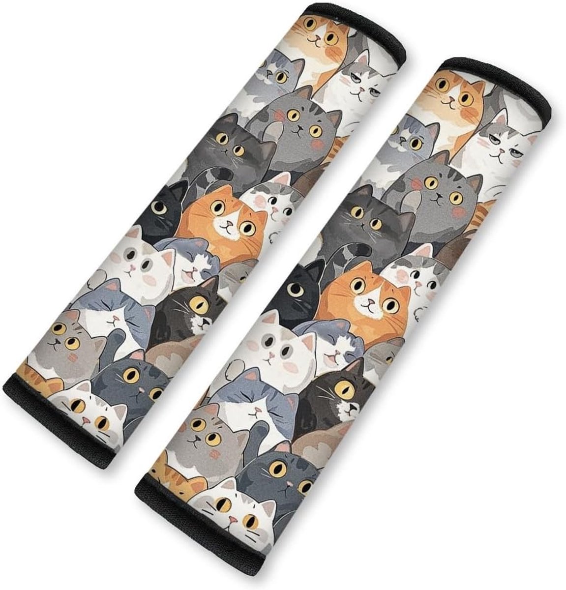 Zachte Autogordel Pads met Schattige Kattenprint, Comfortabele Schouderpads voor Veiligheid en Stijl, Geschikt voor Alle Autogordels en Rugzakriemen