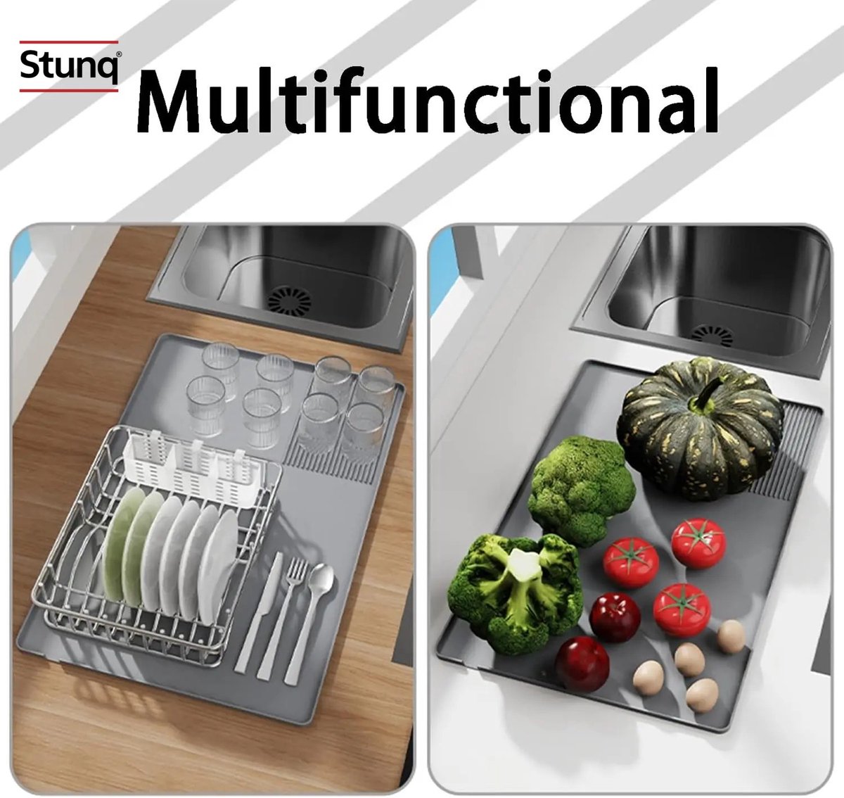 Stunq® 3-in-1 siliconen koffiemat – Antislip barmat met ribbelstructuur