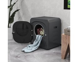 Mini wasdroger met LED-touchscreen en 6 programma's – 48x40x56 cm – Luchtafvoerdroger met 4 kg laadvermogen – voor kleine ruimtes – Grijs