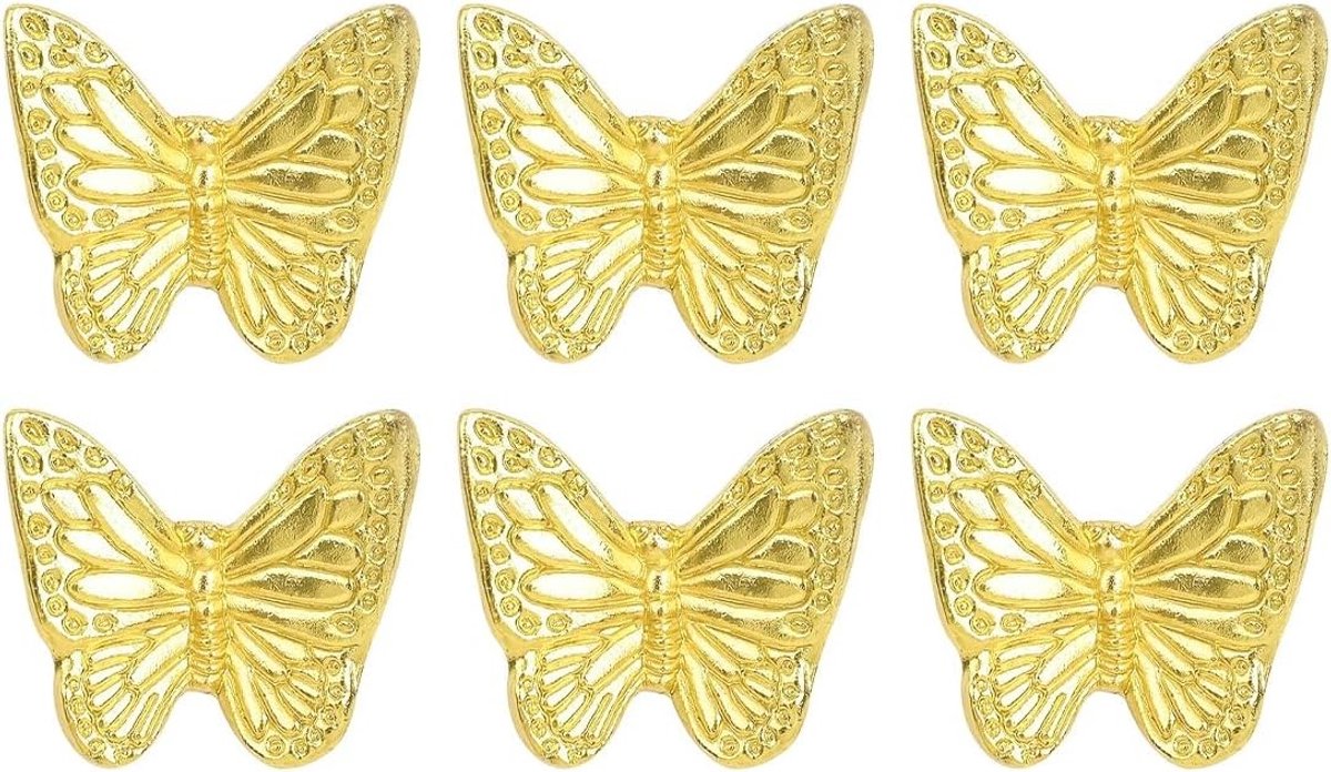 Vintage Zink Legering Vlinder Ladeknoppen - 6 Stuks voor Keuken, Meubels en TV-kasten (Goud)