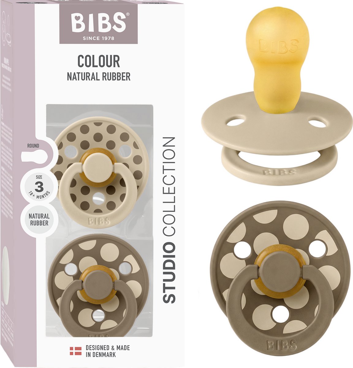BIBS Colour Fopspeen - 18-48 mnd - 2-pack - Rond - Vanilla/Dark Oak