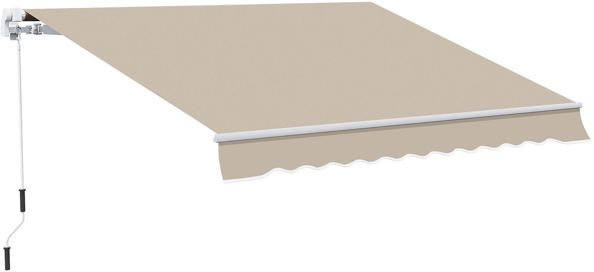 Outsunny-Aluminium, Eisen, Polyester-Weiß+Beige-395L x 245B x 350H cm-Fenstermarkise