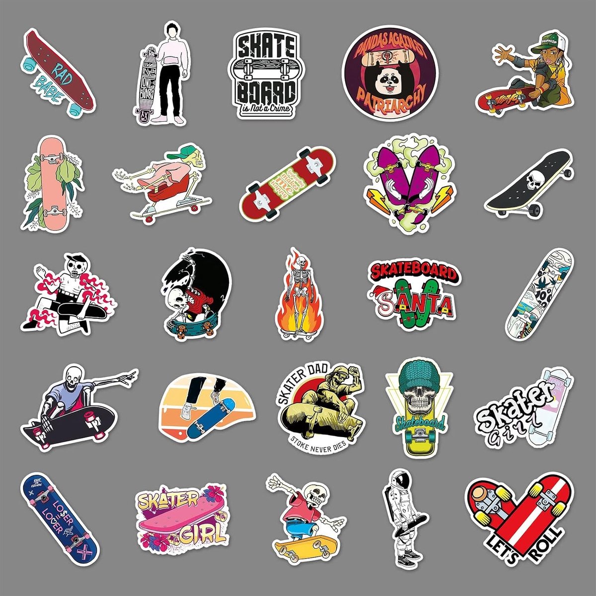 50 Stuks Waterdichte Skate Stickers voor Skateboard, Fiets, Motor en Laptop - Graffiti Ontwerpen voor Kinderen en Jongeren
