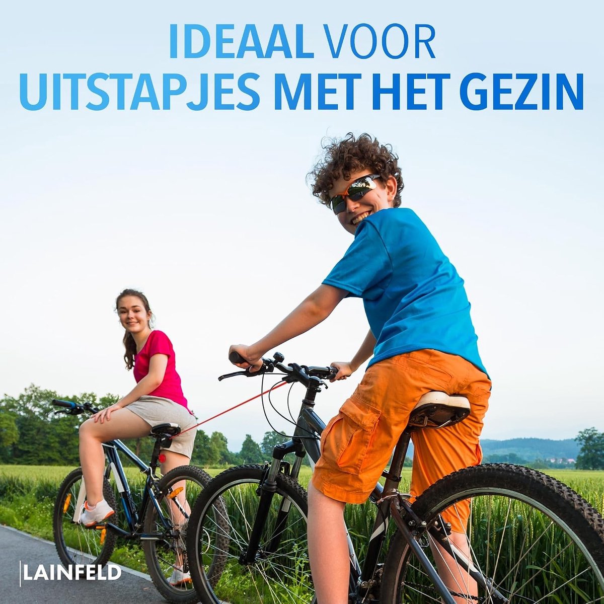Fiets sleeptouw - Rood - 2,5 meter - Universeel Treksysteem met Automatische Oprolfunctie - Voor Ouders en Kinderen