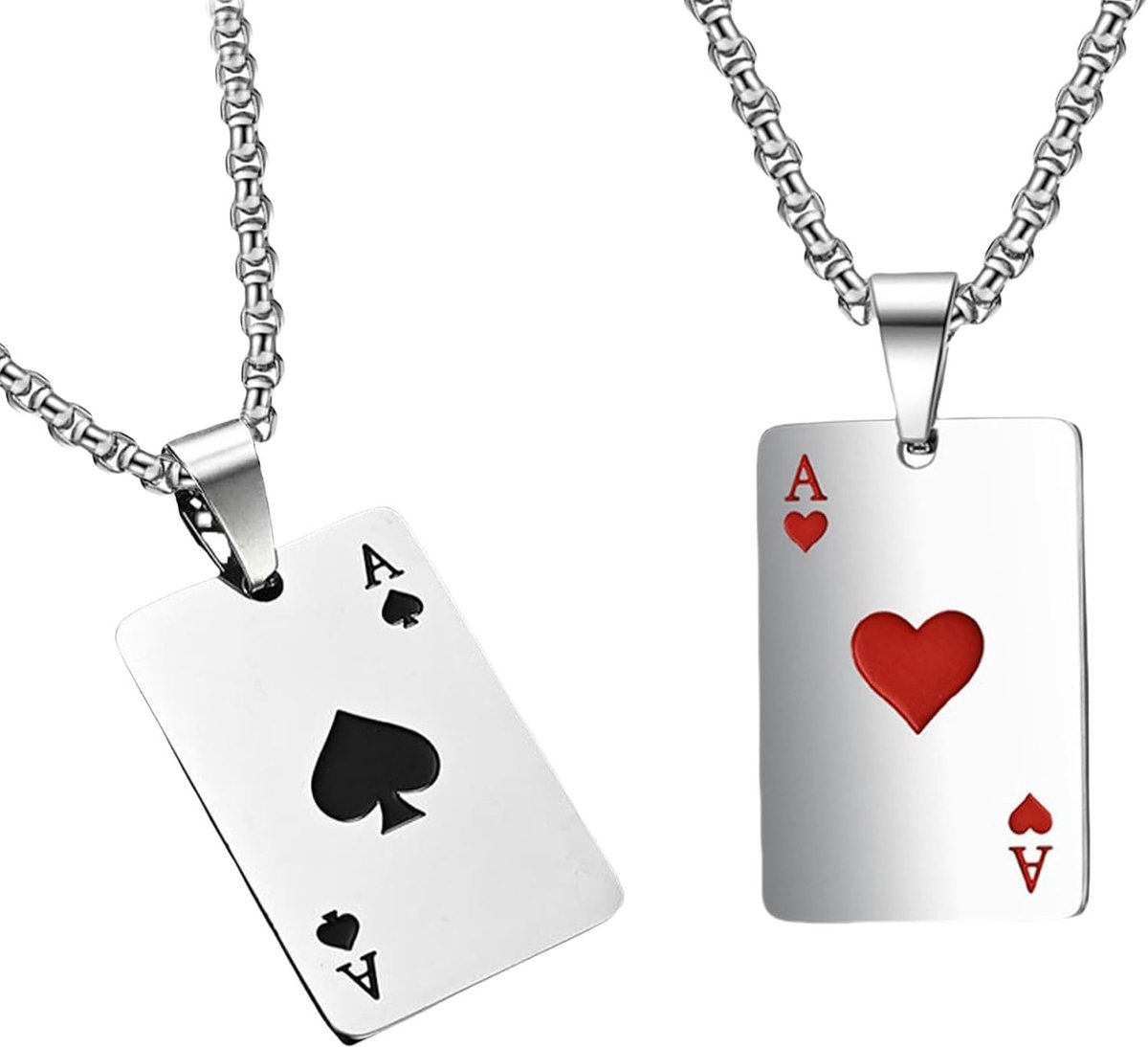 Stijlvolle Speelkaarten Ketting voor Mannen, Poker Sieraden, Titanium Staal, Uniek Koppel Accessoire, Rock Punk, Dagelijks Gebruik