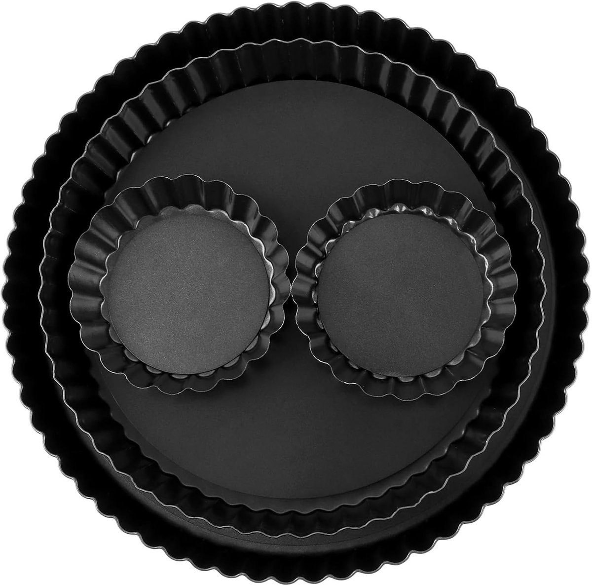 Set van 4 ronde bakvormen met hefbodem (26/22/2 x 10 cm) - Non-stick taartvormen voor quiche, fruitcake en taarten, ideaal voor bakken