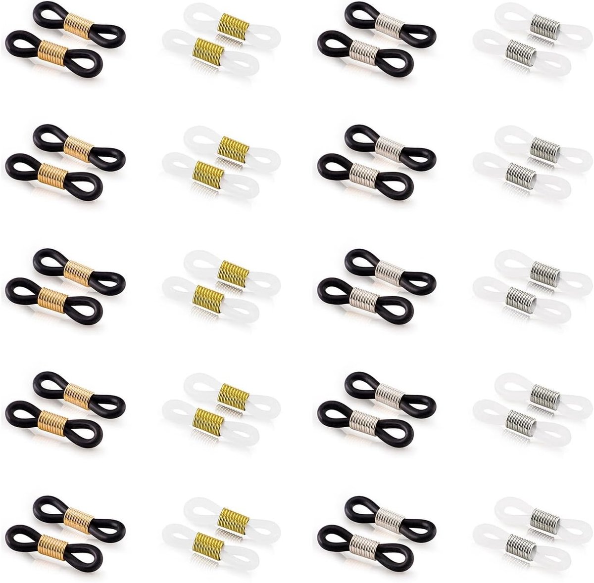 Verstelbare brillenkoord met antislip eindkappen en siliconen connectors - 40 stuks voor optimale ondersteuning en comfort