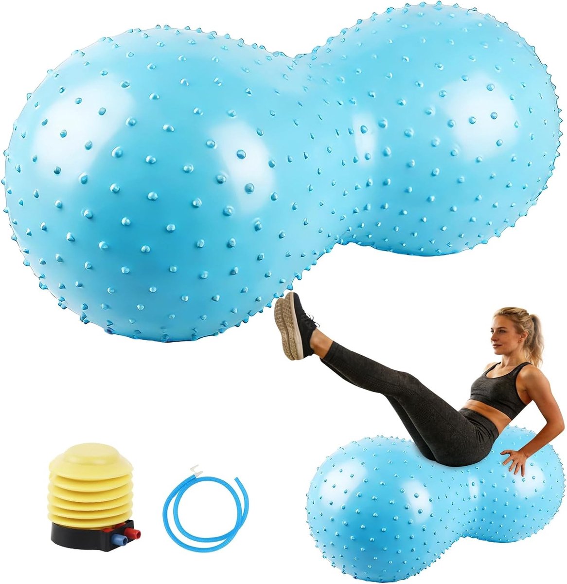 Yoga Bal 90 x 45 cm - Gymnastiekbal voor Kinderen, Anti-Burst Peanuts met Pomp, Ideaal voor Balans en Pilates Oefeningen