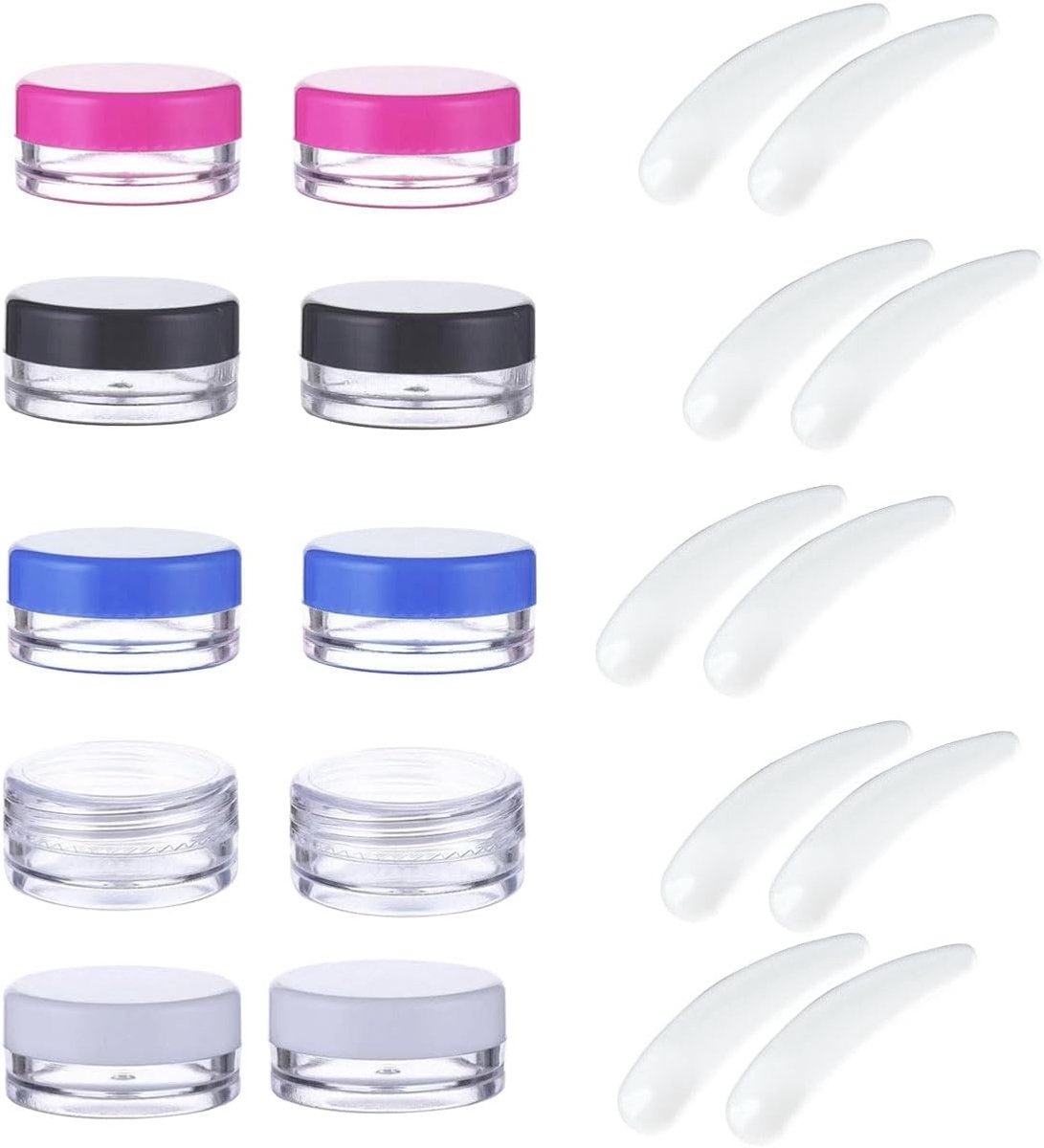 Reisvriendelijke Cosmetic Containers Set met 10 Kleine Ronde Jars en 10 Make-up Spatels voor Crème en Olie, Transparant en Leeg