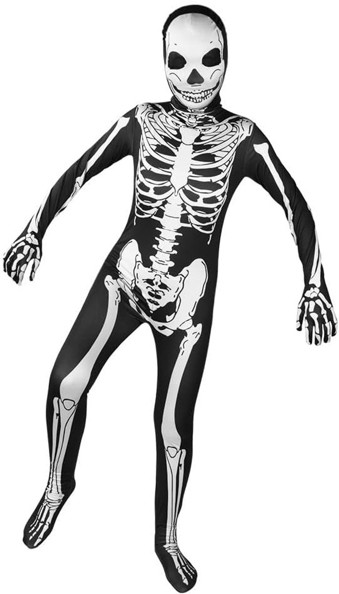 Skeletoutfit voor Kinderen - Halloween Kostuum met Botten Jumpsuit voor Feestjes en Carnavalsactiviteiten