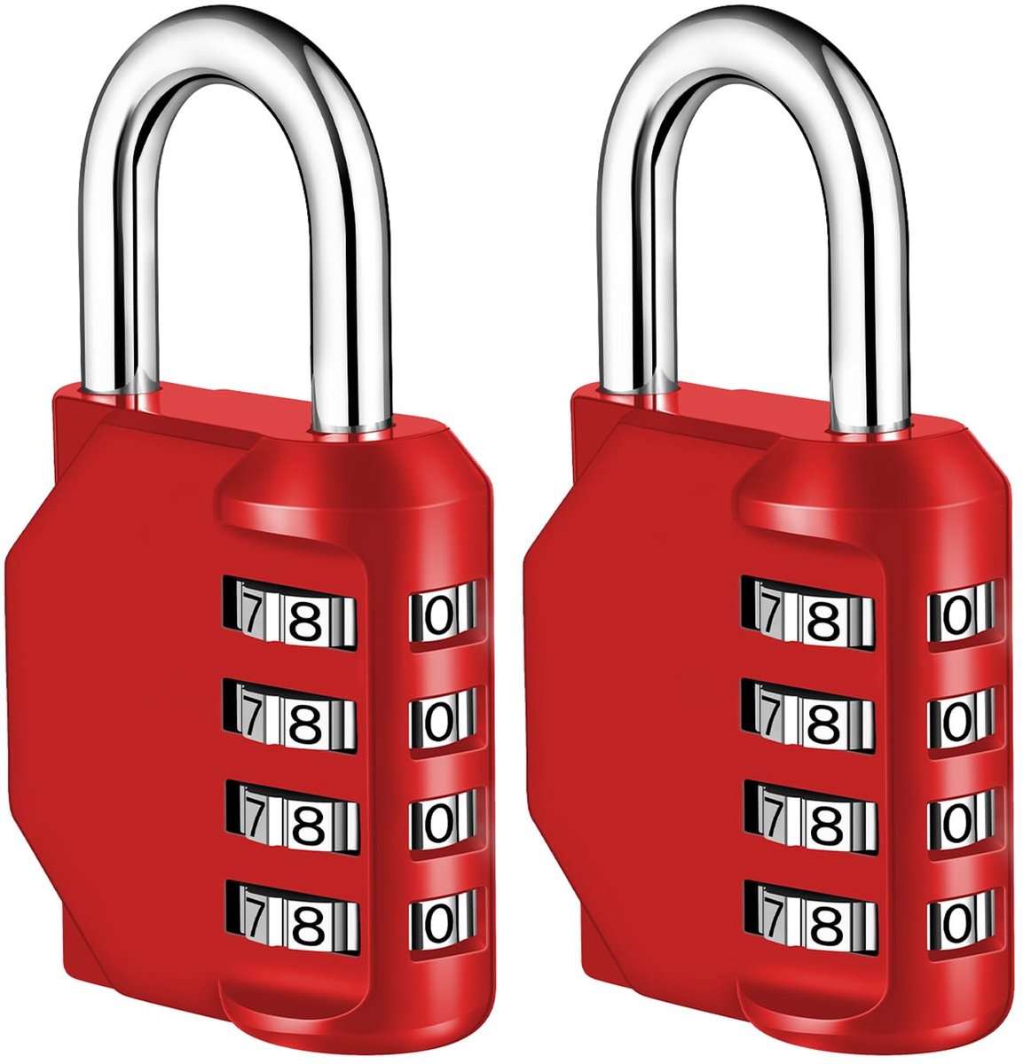 Cijferhangslot - Met cijfercode - Rood - 2 stuks