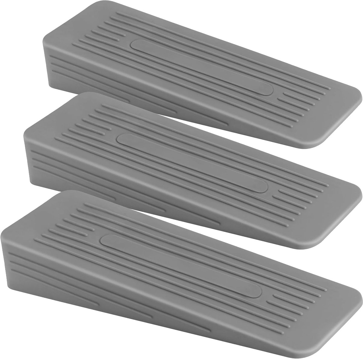 Deurstopper - Antislip deurstopper voor op de vloer - Robuuste rubberen deurstopper - Voor alle soorten oppervlakken - Grijze deurwig voor binnen - 3-pack