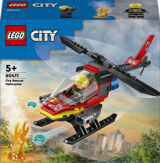 LEGO 60411 City Brandweerhelikopter Reddingsvoertuig Speelgoed met Minifiguur van Piloot