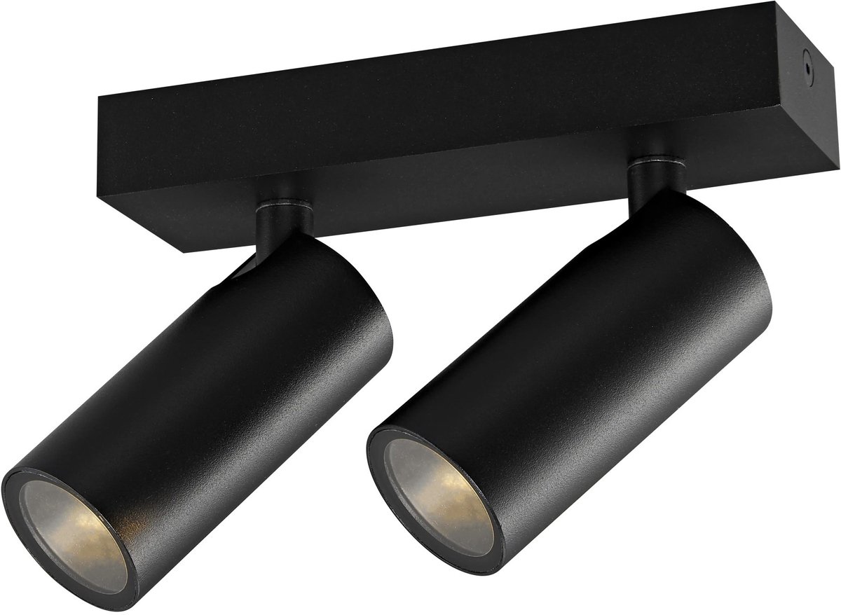 XIA opbouwspot 2-lichts, zwart, kantelbaar, IP44, GU10 MR11 fitting, lichtbron niet inbegrepen, dimbaar