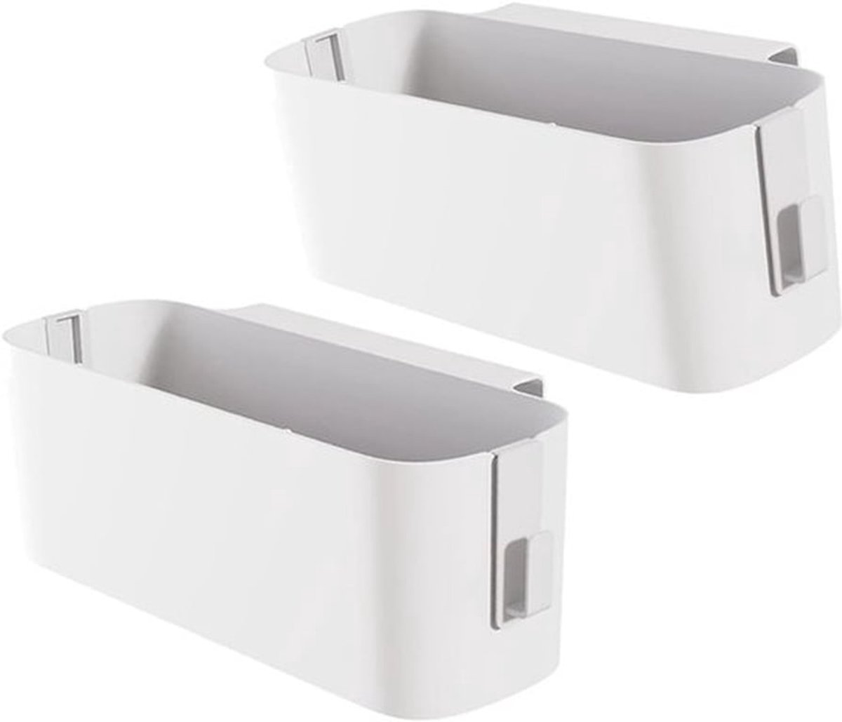 Witte Bed Organiser met 2 Hangende Mandjes en 2 Verwijderbare Haken, Ideaal voor Slaapkamer, Studentenhuis en Kantooropslag