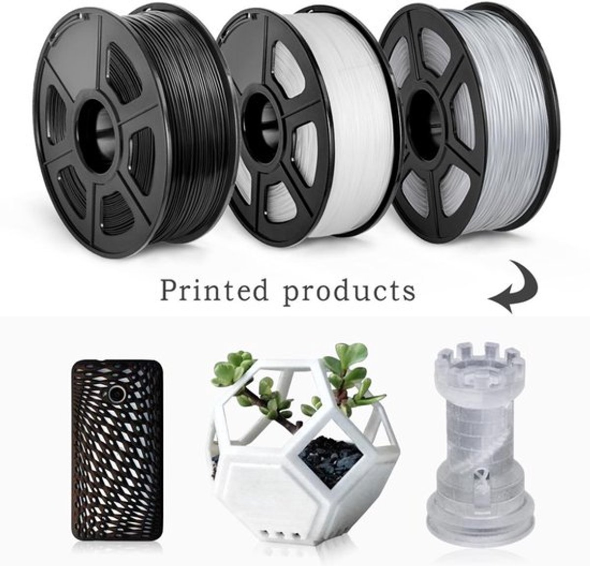 3D Printer Filament PLA 5BK 5WT -11KG - 1.75mm Diameter - 11 KG Gewicht - Stevig Materiaal - Voor FDM Printers