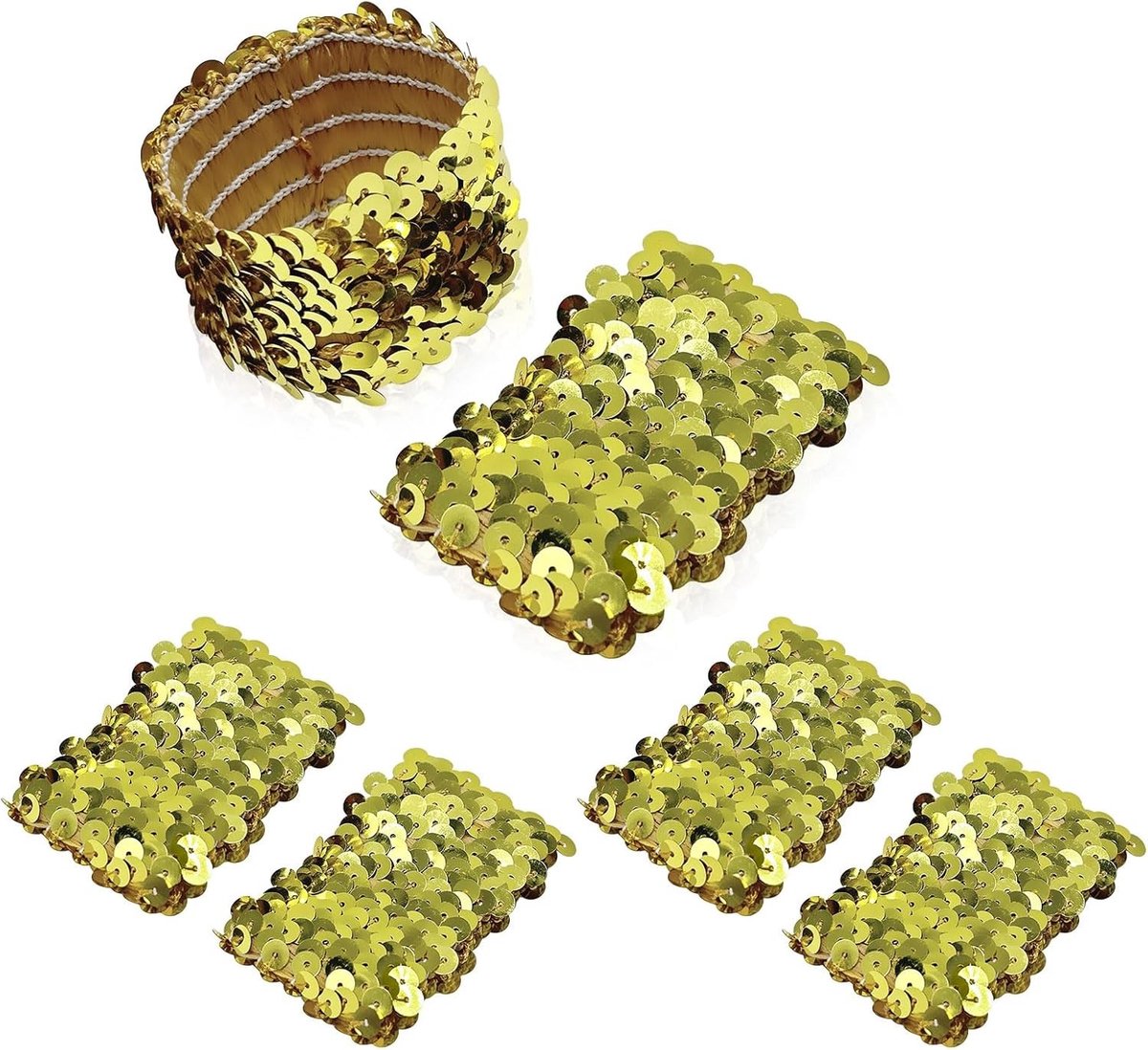 3 Paar Glanzende Pailletten Oversleeves, Rekbare Polsbanden voor Feest, Carnaval en Cosplay, Shiny Dress Accessoire