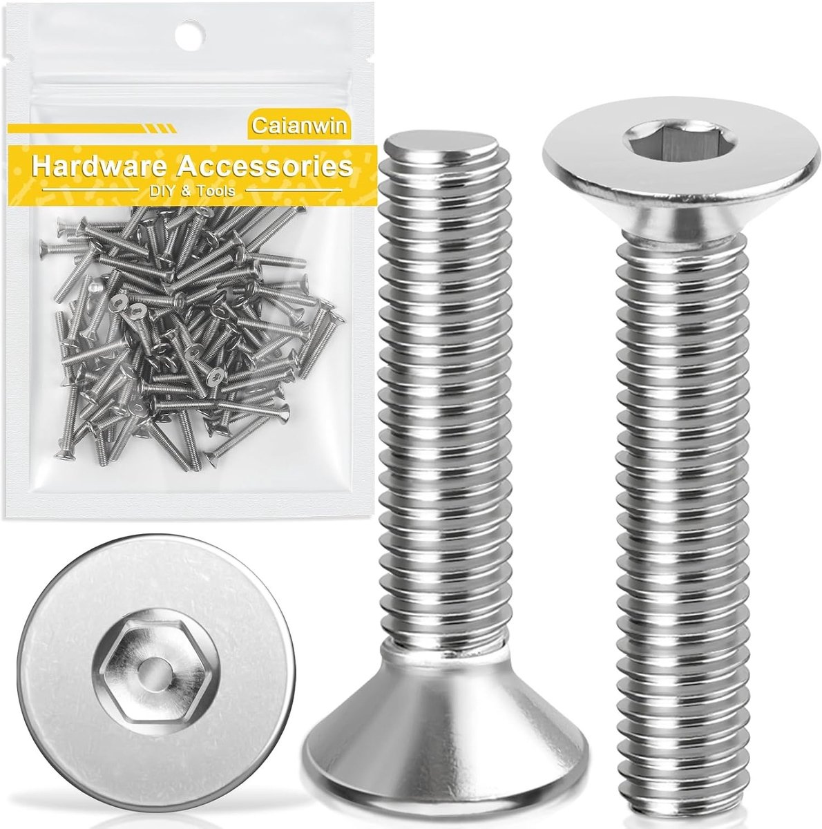 Pack van 100 RVS M3 x 20 mm verzonken kop schroeven, DIN 7991, met zeskantkop voor precisietoepassingen