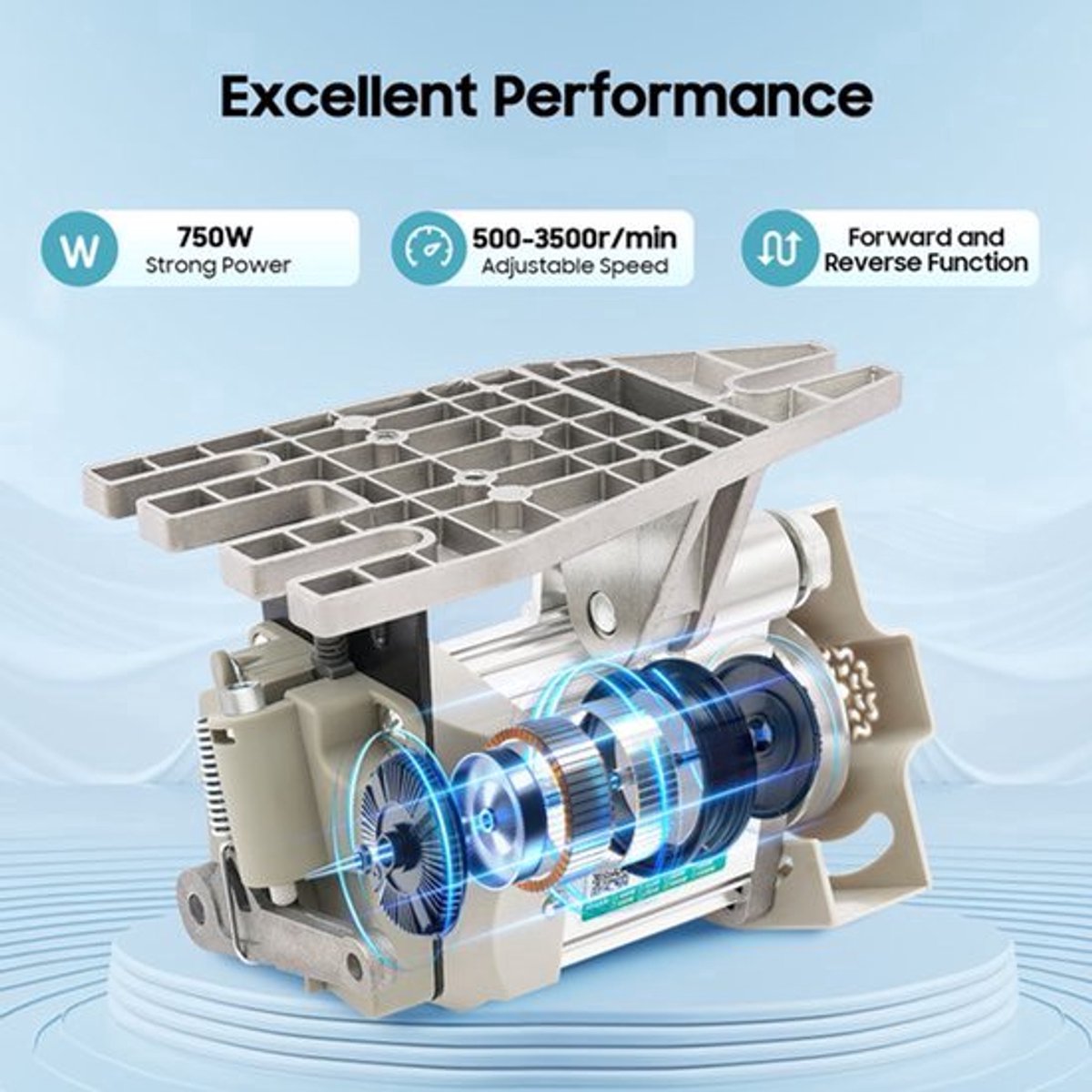Industriële Naaimachinemotor 750 W - Brushless DC Motor - 500-3500 RPM Instelbaar - Aluminium En Koper - Voor Naaimachines En Mechanische Apparatuur