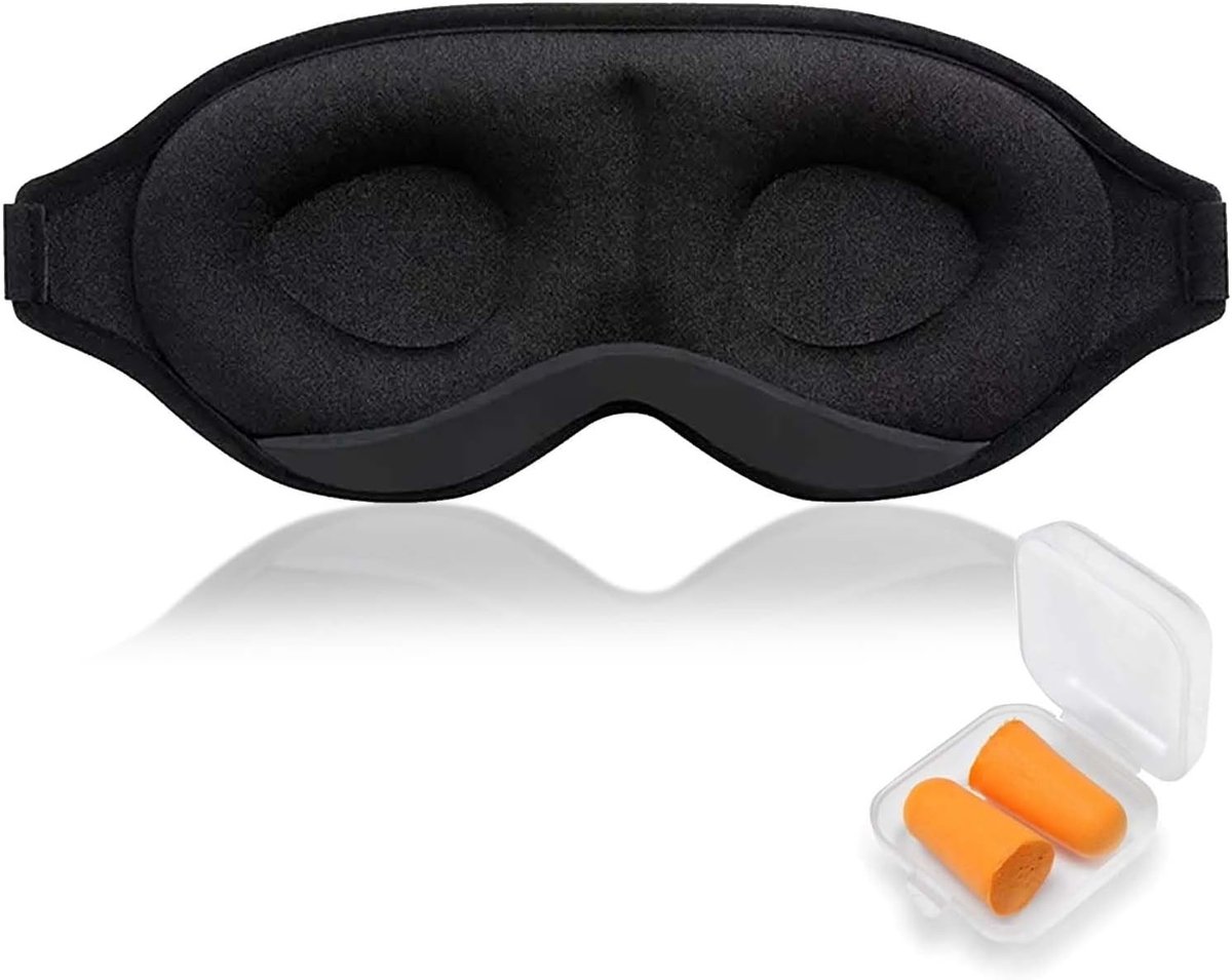 Zwart Oogmasker voor Slaap, Ultra-Dun en Comfortabel Slaapmasker voor Mannen en Vrouwen, Ideaal voor Zijslapers, Zacht Lycra en 3D Contour Design