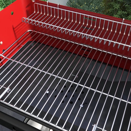 Outsunny-Holzkohlegrill-Metall, Kiefernholz-103L x 47B x 95H cm-Rot van Merkloos — afbeelding 3