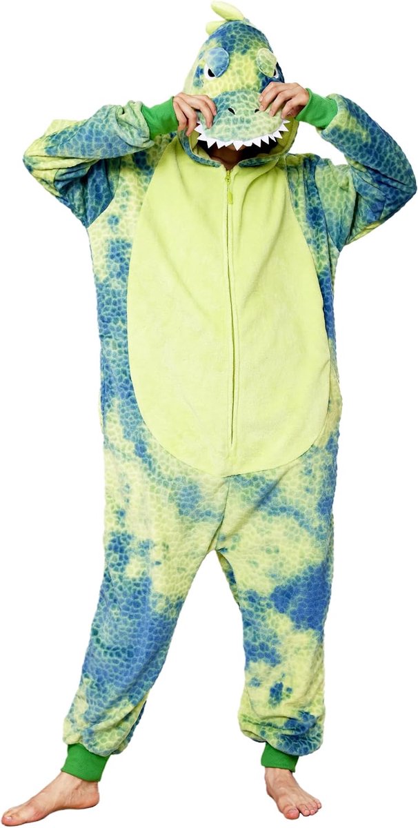 Uniseks dinosaurus-onesie kostuum pyjama Tie-dye Dino carnaval Halloween Cosplay kostuum nieuw dier Kerstmis pyjama set voor familie en koppels