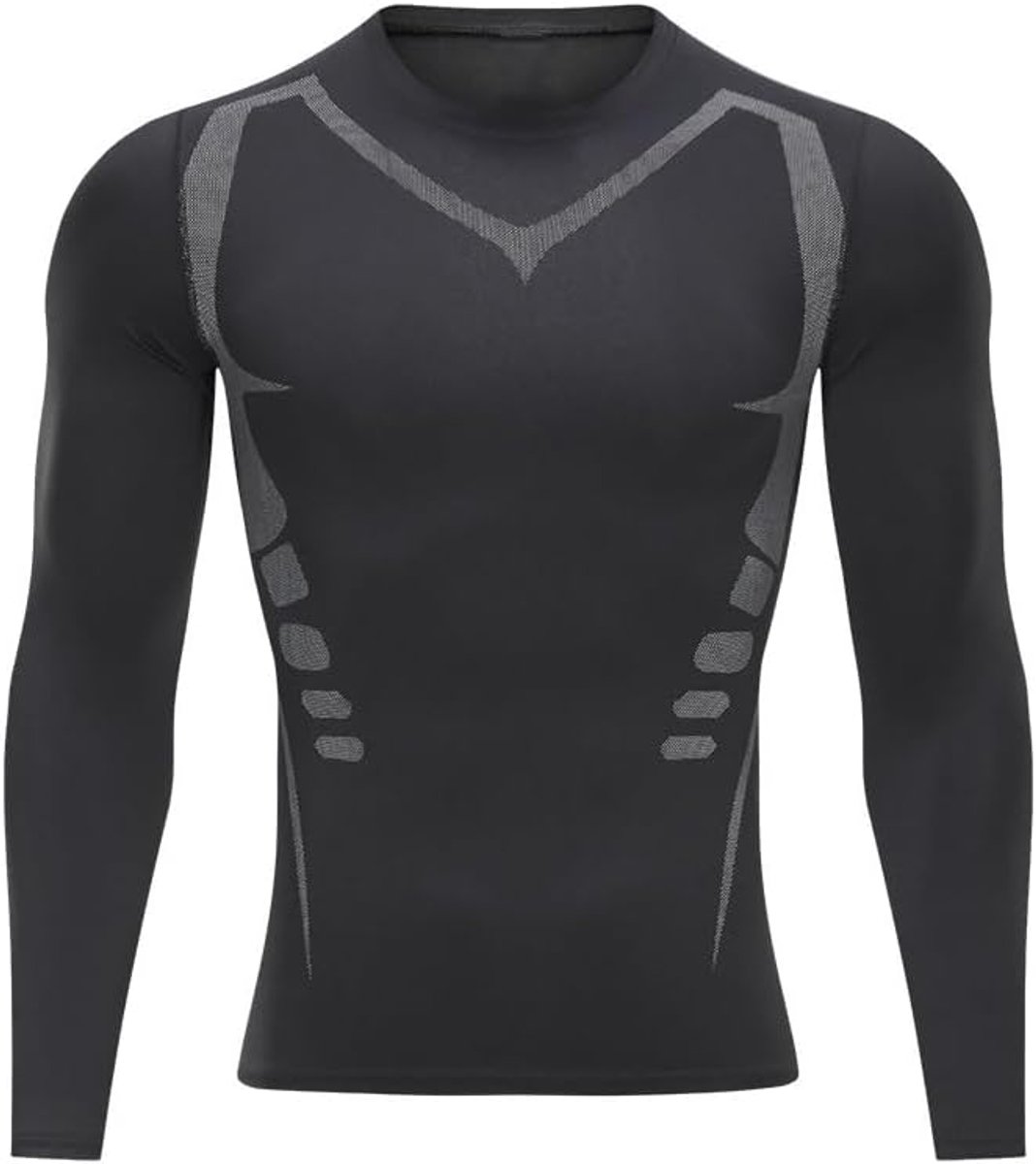 Compressieshirt met lange mouwen voor heren, sport, sneldrogend, voor hardlopen, fitness