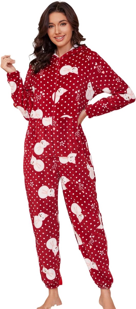 Dames behaaglijk fleece eendelige pyjama onesie dames S-XL