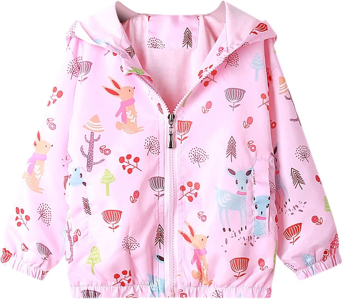 Meisjes Hooded Uitloper Kinderen Windjack Waterdicht Winddicht Lange Mouwen Zonnebrandcrème Anticondens Regenjas Kleding Ritssluiting Lichtgewicht Zacht Dun Leeftijd 1-7 Jaar