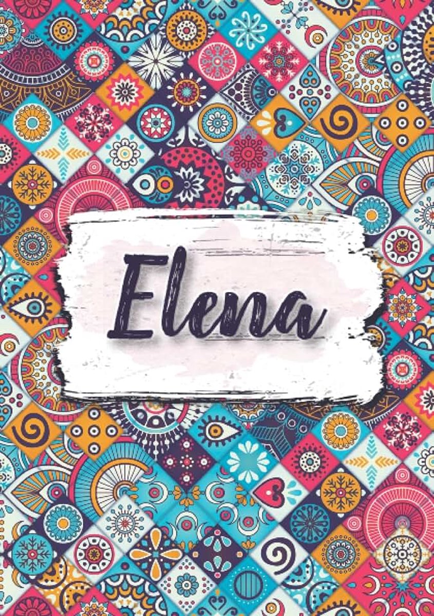 Taccuino A5 | Nome personalizzato Elena | Regalo di compleanno per moglie mamma sorella figlia ... | Design: fiori etnici | 120 pagine a righe, piccolo formato A5 (14.8 x 21 cm)