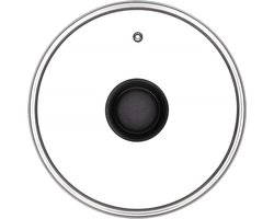 Glazen Deksel voor Potten en Pannen - Diameter Ø 16 cm - Rand van Roestvrij Staal - Garantie 10 Jaar - MONTERAL