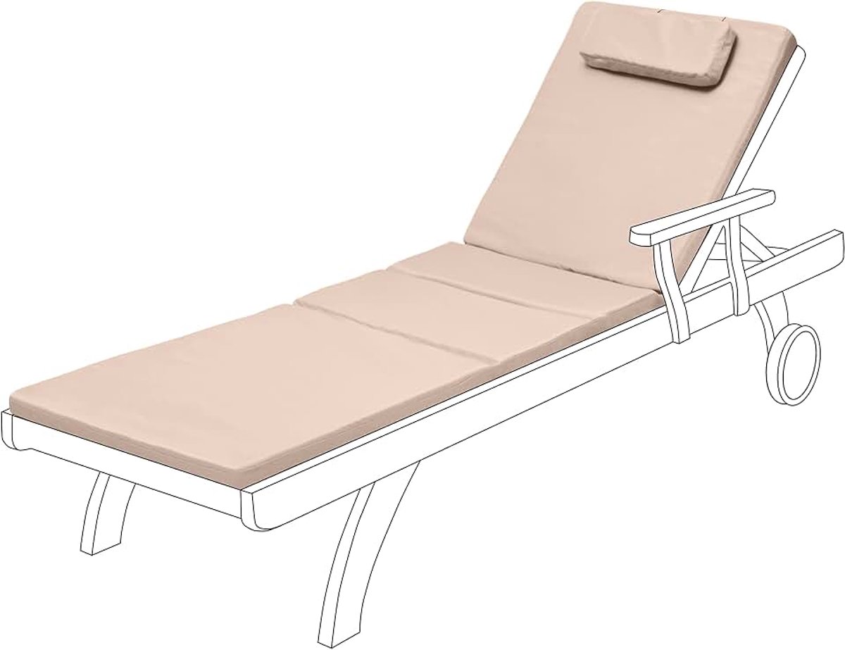 Reservekussen voor ligbed, tuinstoel, terrasmeubilair, hypoallergeen, waterbestendig, met vezels gevuld, duurzaam, dik en comfortabel, grijs (stone)