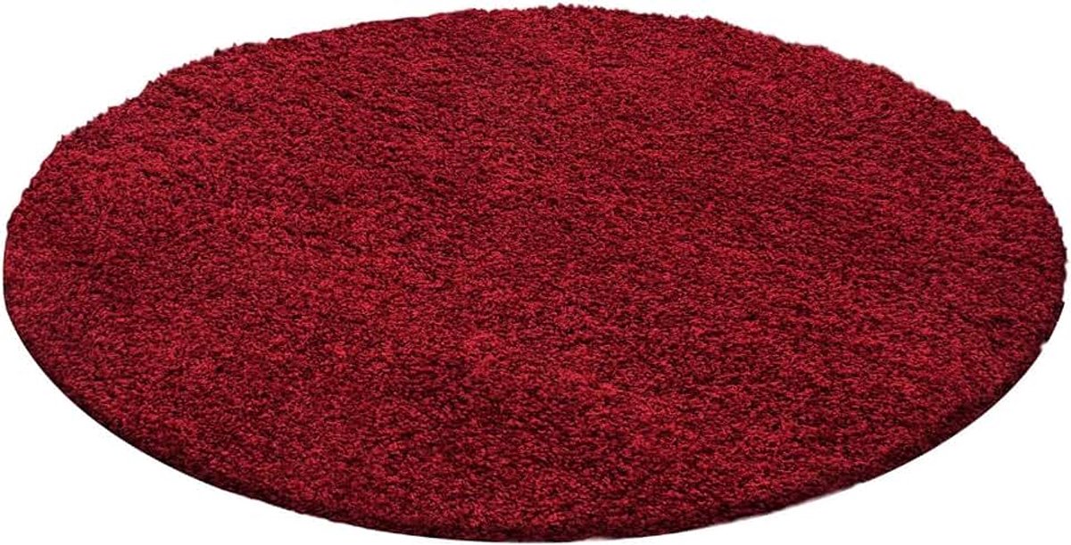 Hoogpolig tapijt, shaggy, tapijt, unicolor, effen, woonkamer, pluizig, polypropyleen, rood, 160 x 160
