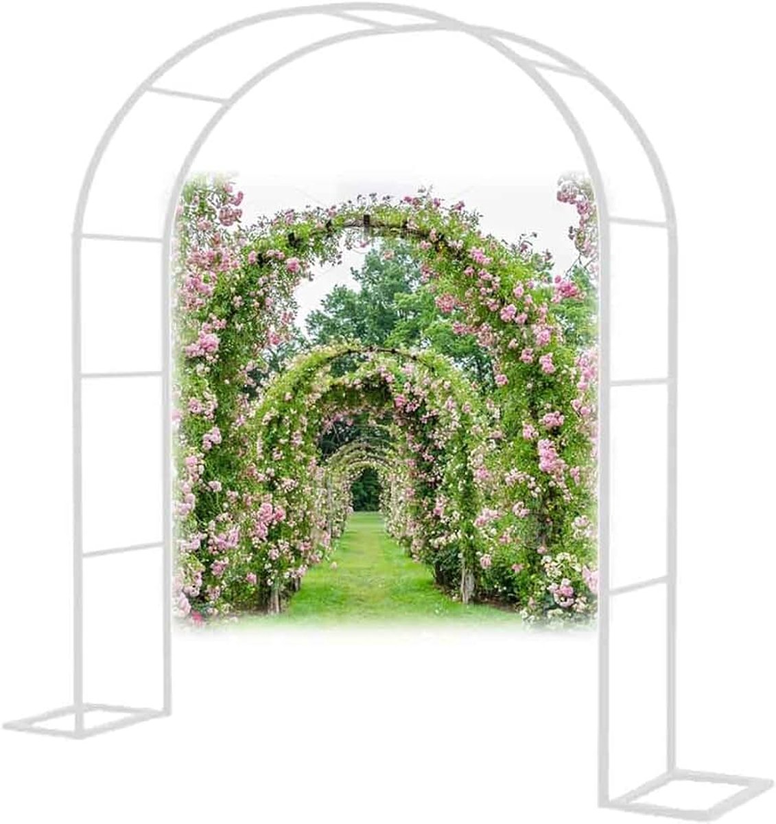 Tuinboog zware roos prieel klimplanten ondersteuning boog grote bruiloft bogen 140 cm 180 cm 240 cm 120 cm breed, wit, B 1,2 m x H 2,2 m
