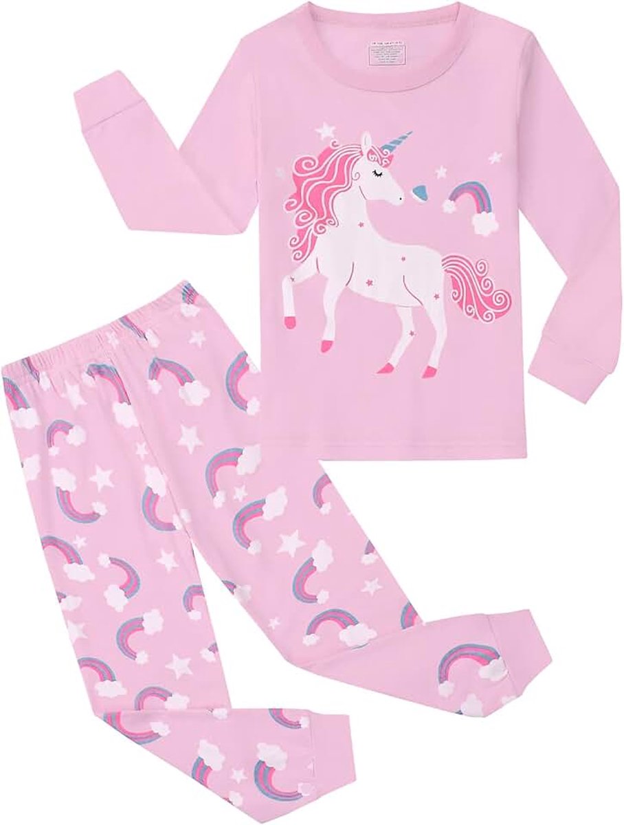 Meisjes Eenhoorn Kinderpyjama Katoen Lange Mouw Pyjama Set 3-13 Jaar