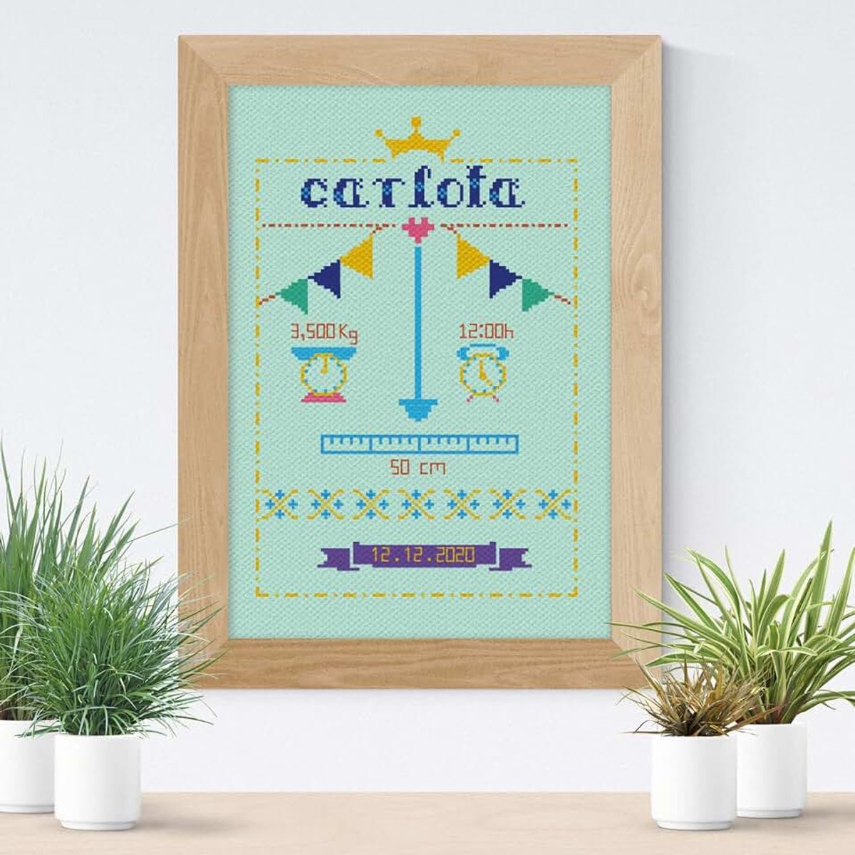 Kruissteekset, geboorte, Aida-stof, 14 karaat, 40 cm x 25 cm, borduurgaren, kruissteek