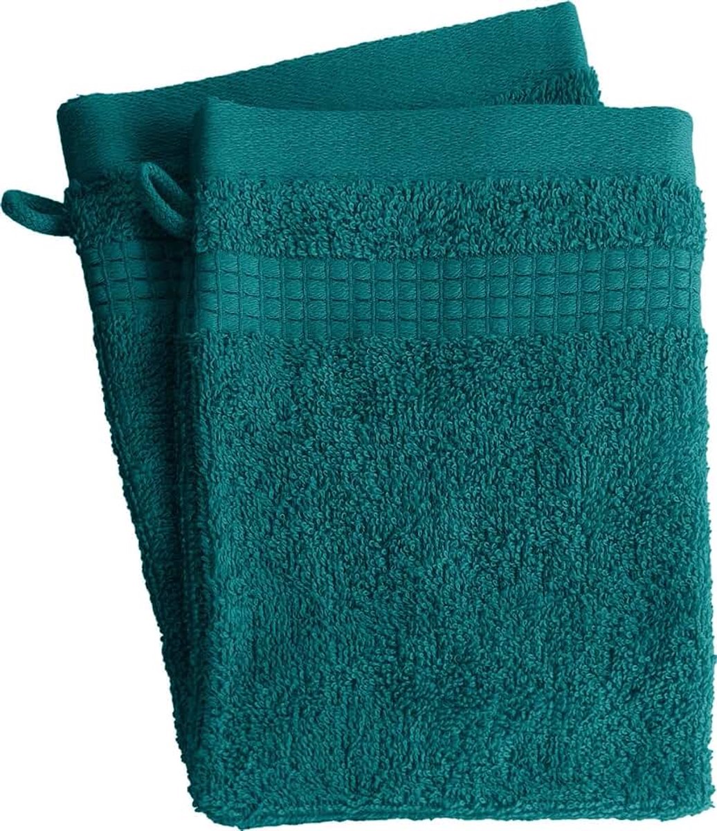 Set van 2 washandjes - 100% katoen - 450 g/m² - eendenblauw