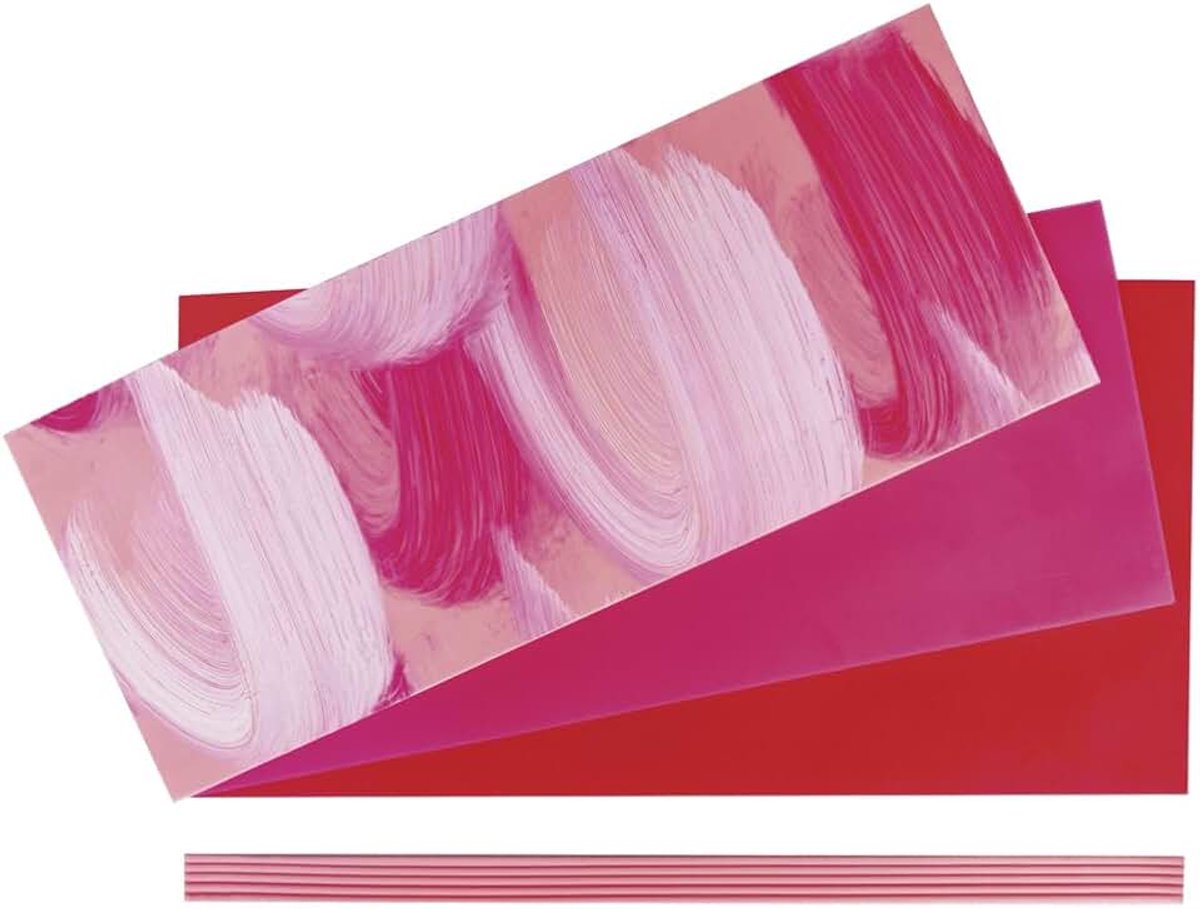 Versierende was set communie, 8 decoratieve wasplaten/strepen, roze tinten, was om kaarsen te versieren, ideaal voor communiekaarsen, wasfolie