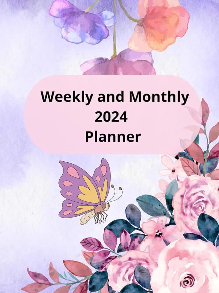 Weekly and Monthly at a Glance: January to December 2024 Calendar for Women Floral Bloom