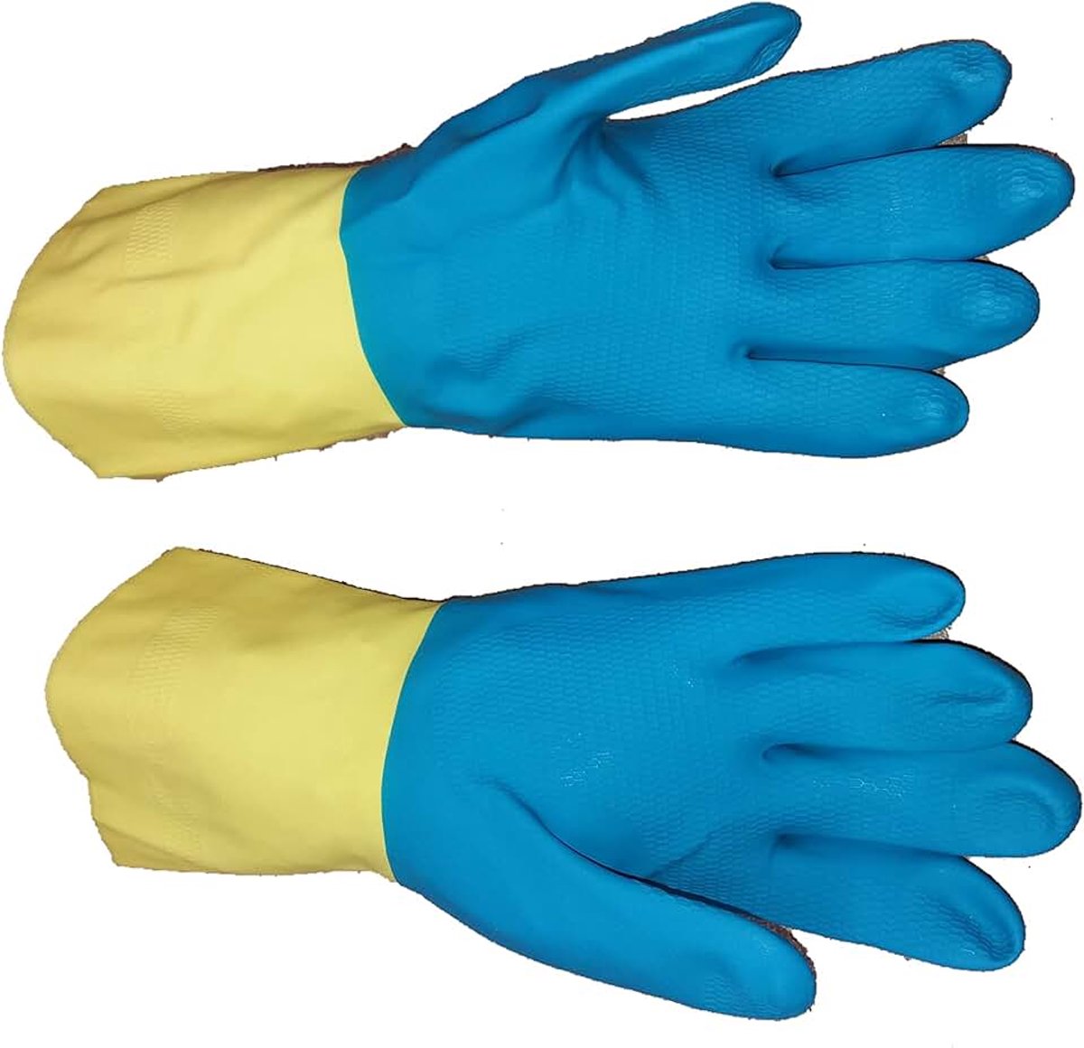 Industrie rubberen handschoen Kenora blauw-geel maat 7 geschikt voor levensmiddelen en bestand tegen chemicaliën